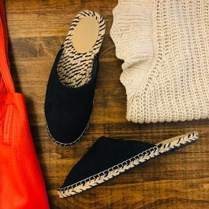 Navy Suede Espadrille Mules